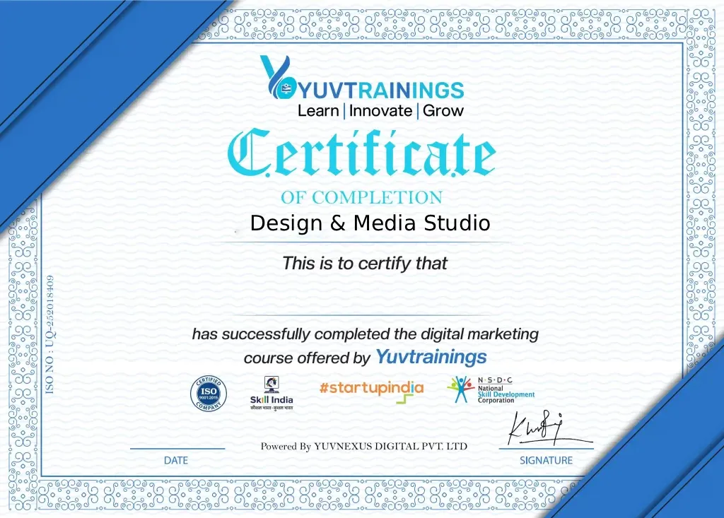 Design & Media studio certificate