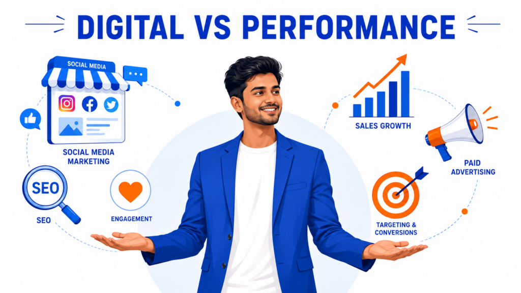 Student understanding the difference between digital and performance marketing in the best digital marketing course
