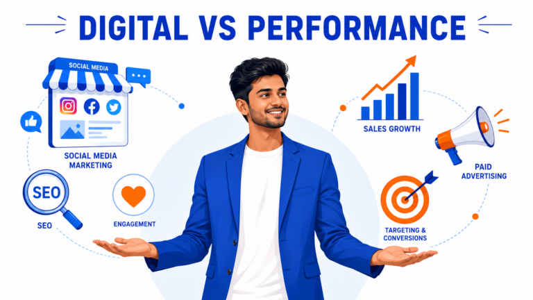 Student understanding the difference between digital and performance marketing in the best digital marketing course