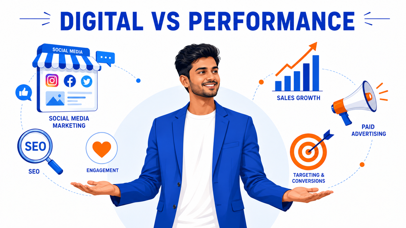 Student understanding the difference between digital and performance marketing in the best digital marketing course
